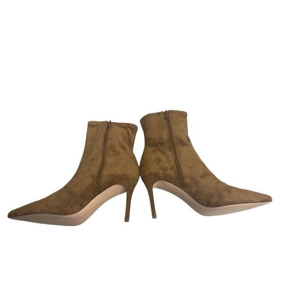 JUST FAB Khloy Stretch Stiletto Booties Tan Slip On Size 9.5 New With Box - Picture 2 of 12